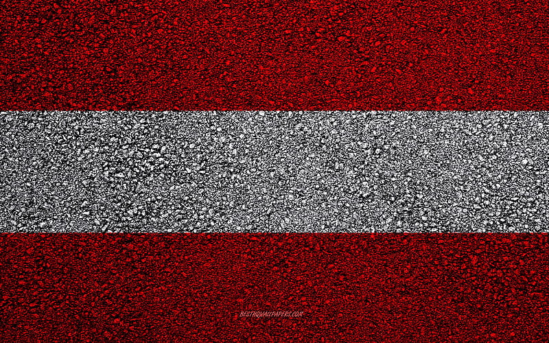 Flag of Austria, asphalt texture, flag on asphalt, Austria flag, Europe, Austria, flags of european countries, HD wallpaper