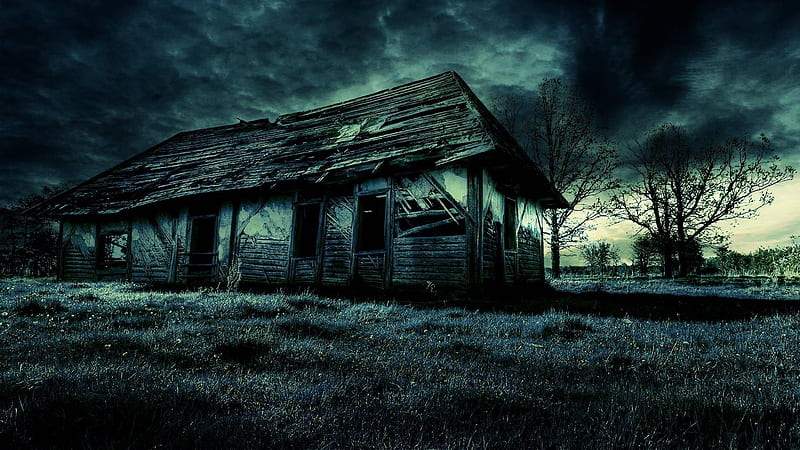 Abandoned Place, house, sky, night, dark, HD wallpaper