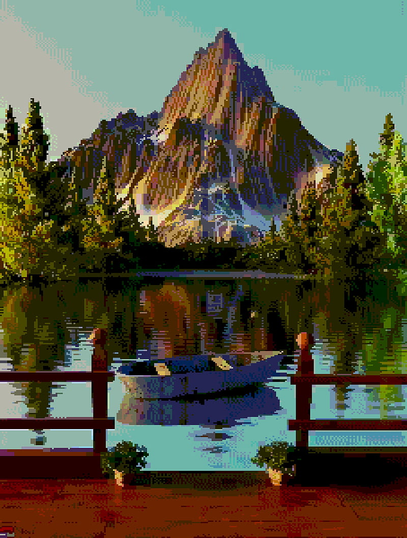 8-bit mountain, 8-bit, art, mountain, HD phone wallpaper