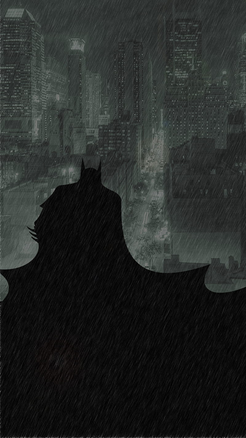 Batman and Gotham, bat, batman, comic, dark, dc, gotham, knight, superhero, HD phone wallpaper
