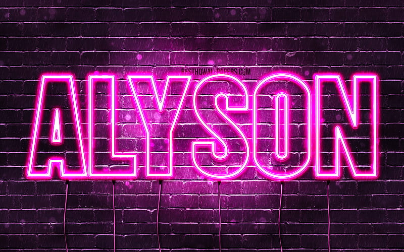 Alyson with names, female names, Alyson name, purple neon lights, Happy Birtay Alyson, with Alyson name, HD wallpaper