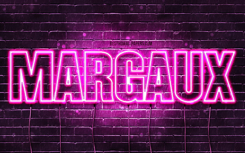 Margaux with names, female names, Margaux name, purple neon lights, Happy Birtay Margaux, popular french female names, with Margaux name, HD wallpaper