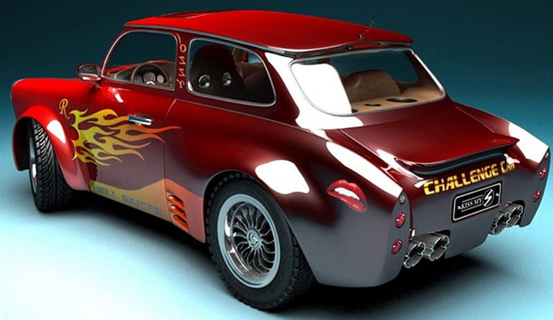 Back of Trabant, red, amazing, modification, racing, trabant, carros, sport, cool, car, HD wallpaper