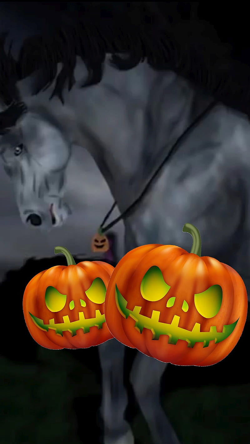 Jack O Lanterns, horse, spooky, HD phone wallpaper | Peakpx