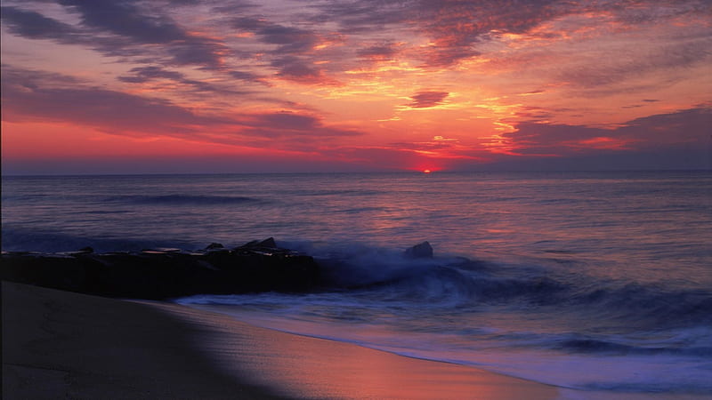 Ocean City Maryland Sunrise, Ocean City Maryland, ocean sunrise, ocean city, maryland, HD wallpaper