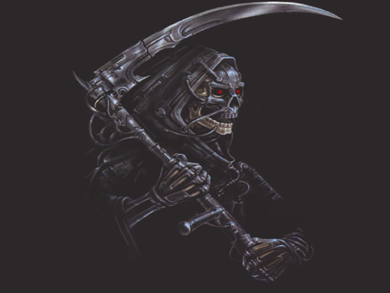 Reaper, skeleton, death, abstract, fantasy, 3d, dark, grim, skull, HD wallpaper