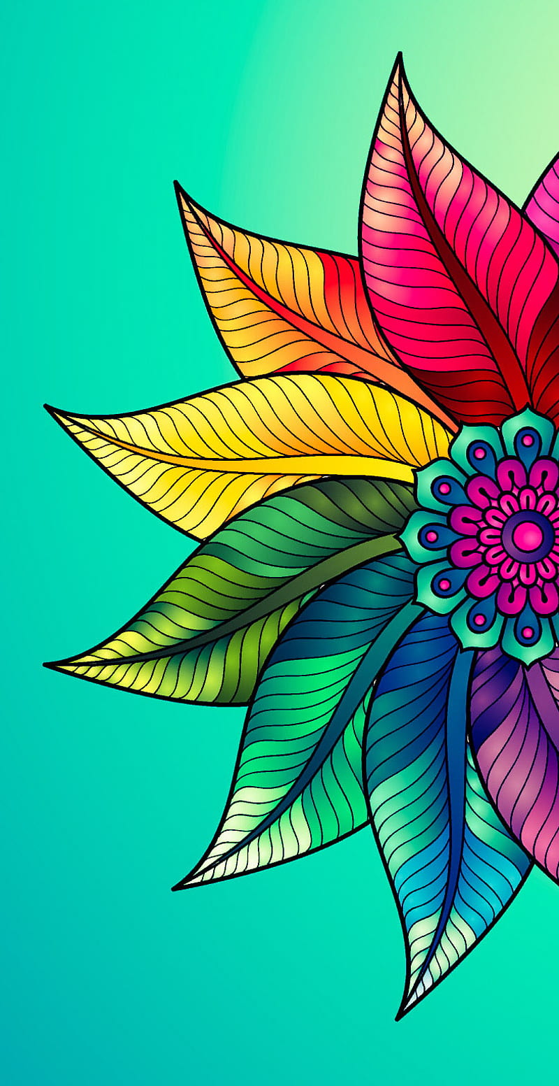 Rainbow flower, mandala, HD phone wallpaper | Peakpx