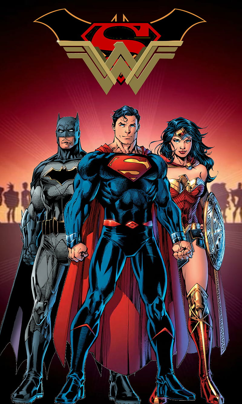The Trinity, batman, justice league, superman, wonder woman, HD phone wallpaper