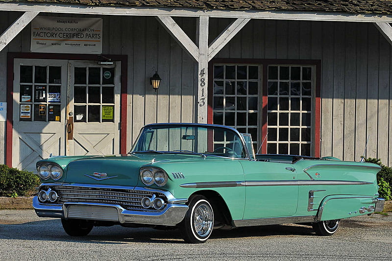 1958-Chevrolet-Impala, Classic, Aqua, GM, Lowrider, HD wallpaper