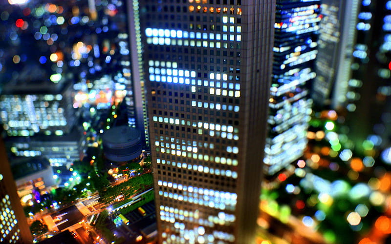 japan, Tokyo, skyscrapers, bokeh, modern buildings, Asia, HD wallpaper