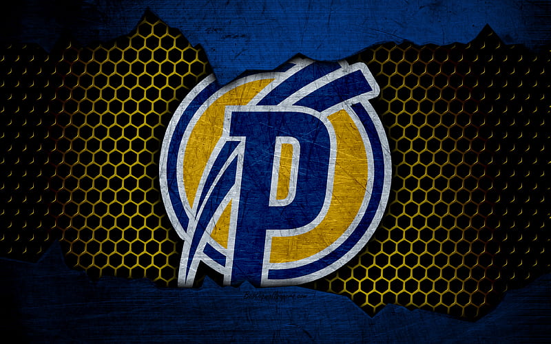 Puskas Academy logo, NB I, Hungarian Liga, soccer, football club, Hungary, grunge, metal texture, Puskas Academy FC, HD wallpaper
