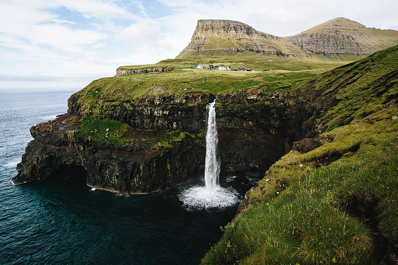 Man Made, Gásadalur, Cliff, Coast, Faroe Islands, Rock, Waterfall, HD wallpaper