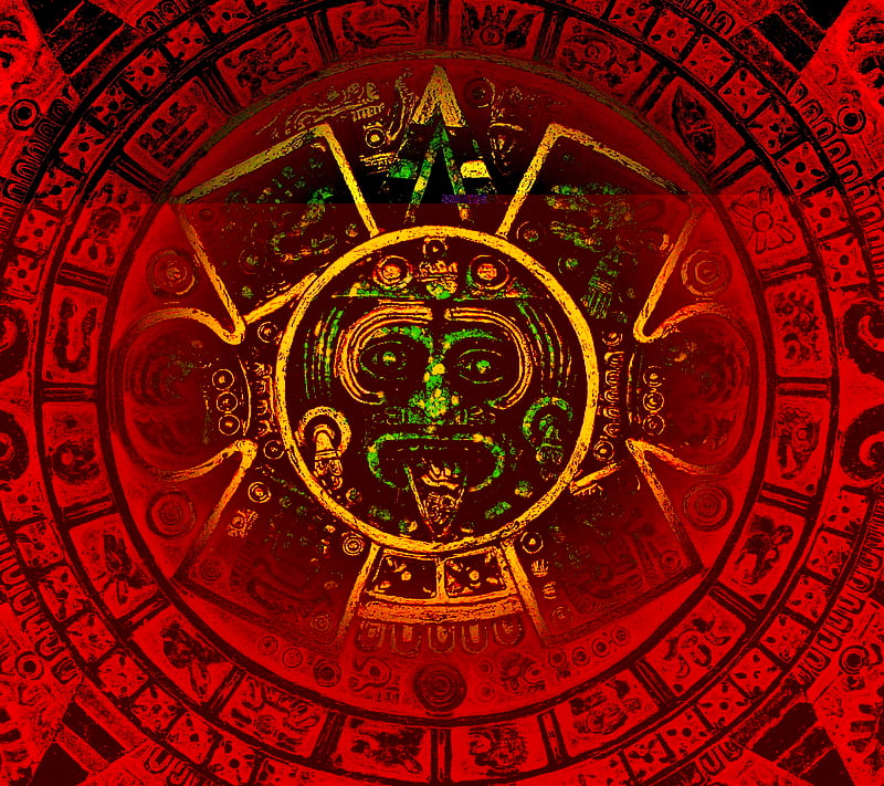 Mayan Neon, abstract, ancient, desenho, HD wallpaper