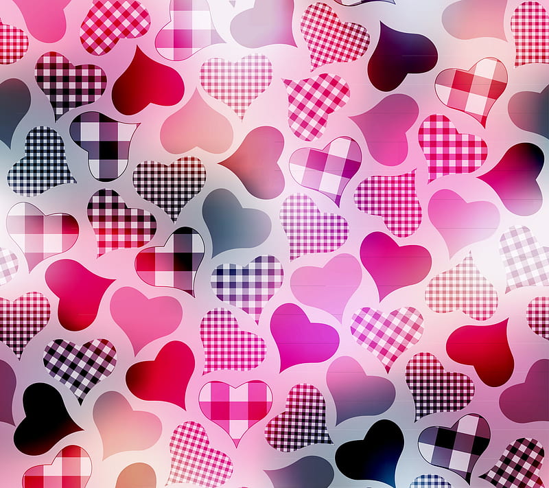 corazones, abstract, colorful, love, pink, red, HD wallpaper