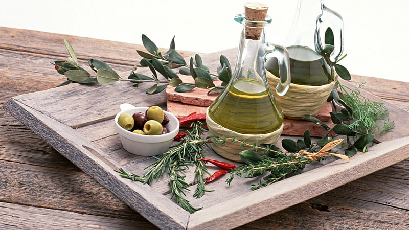Herbs and Olives, olive, green, food, healthy, herbs, HD wallpaper