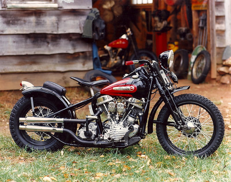 '48 Panhead TT Bobber, panhead, motor, 48, tt, davidson, 1948, cycle, motorcycle, antique, bobber, bike, classic, harley, HD wallpaper