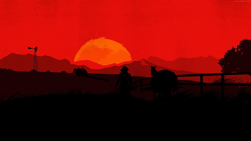 Red Dead Redemption 2 Minimal , red-dead-redemption-2, games, minimalism, minimalist, HD wallpaper
