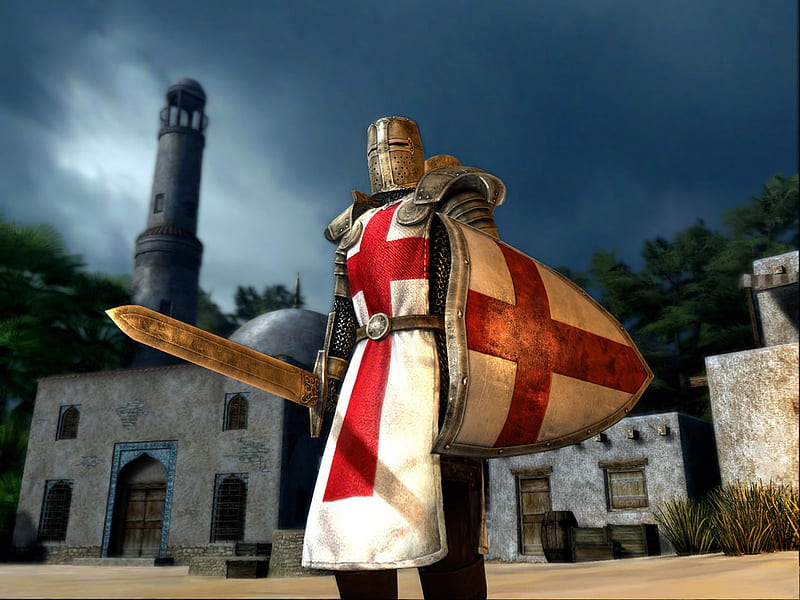 Knight Templar, templar, fantasy, knight, monastery, HD wallpaper