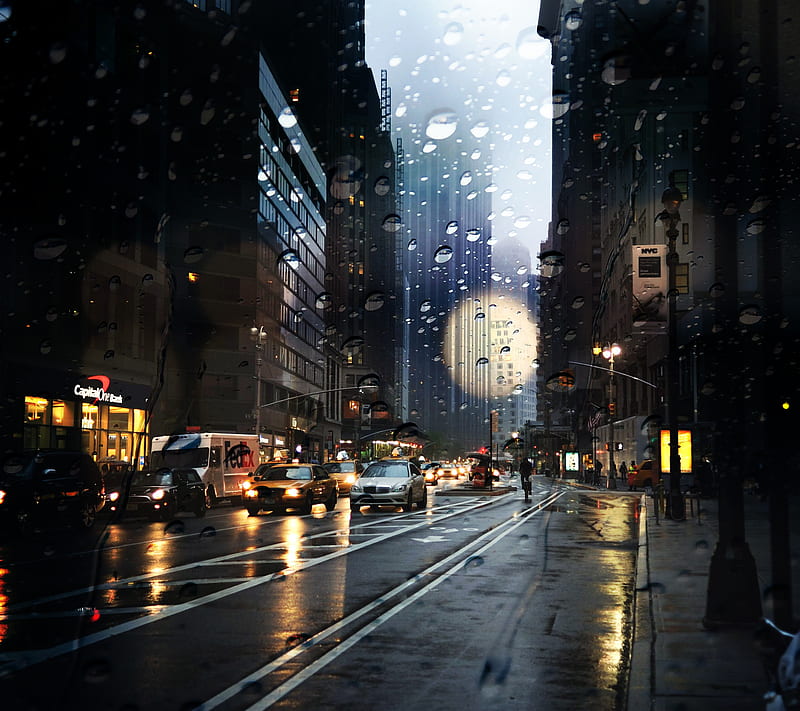 new york city, america, cool, nyc, rain, streets, weather, HD wallpaper