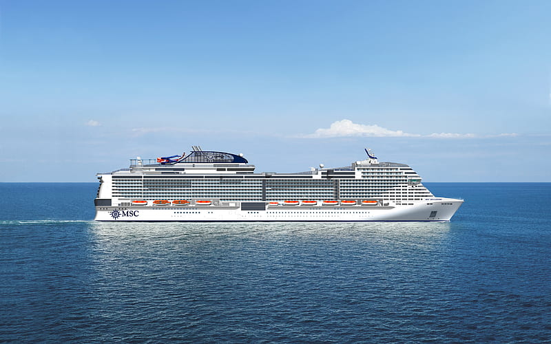 MSC Bellissima cruise ship, sea, Bellissima, MSC Cruises, HD wallpaper