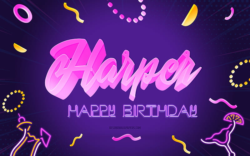 Happy Birtay Harper Purple Party Background, Harper, creative art, Happy Harper birtay, Harper name, Harper Birtay, Birtay Party Background, HD wallpaper