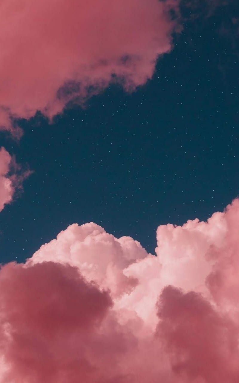 Pretty Aesthetic, aesthetic, cute, pink, really dark blue lol, sky, stars, HD phone wallpaper