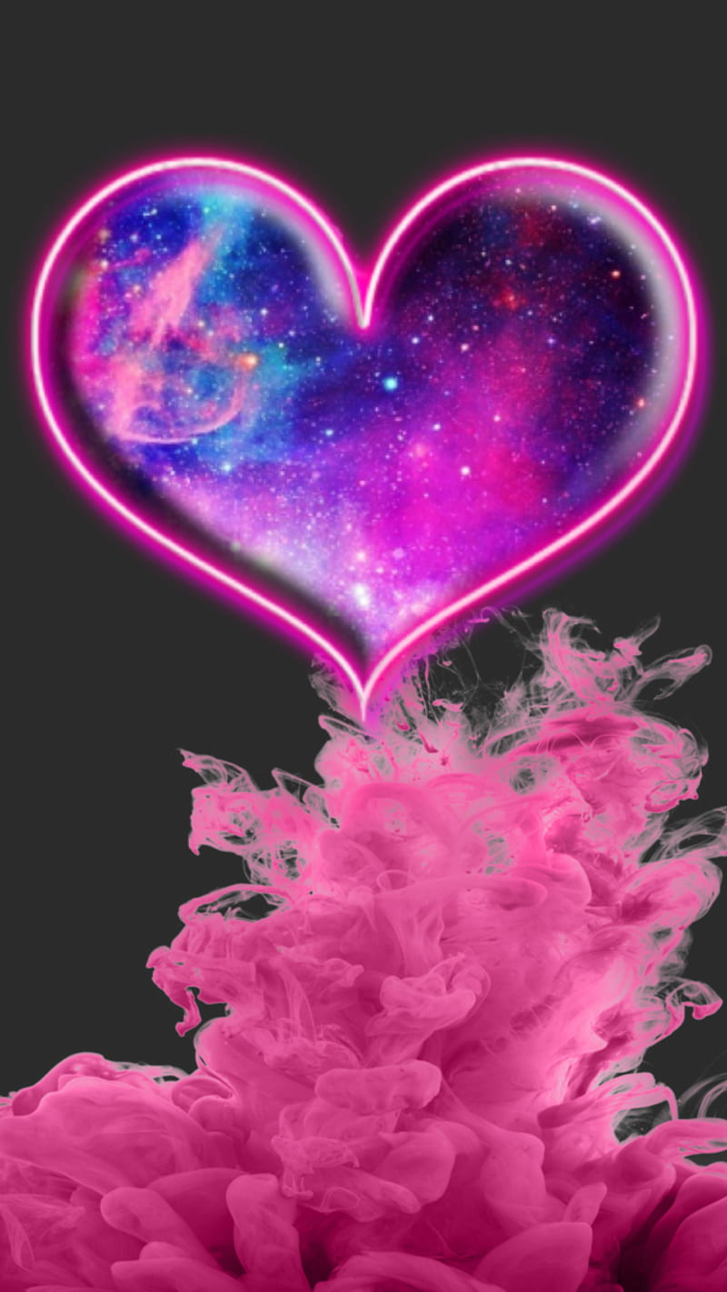 Galaxy Heart and Smoke, girly, pink, pretty, HD phone wallpaper | Peakpx