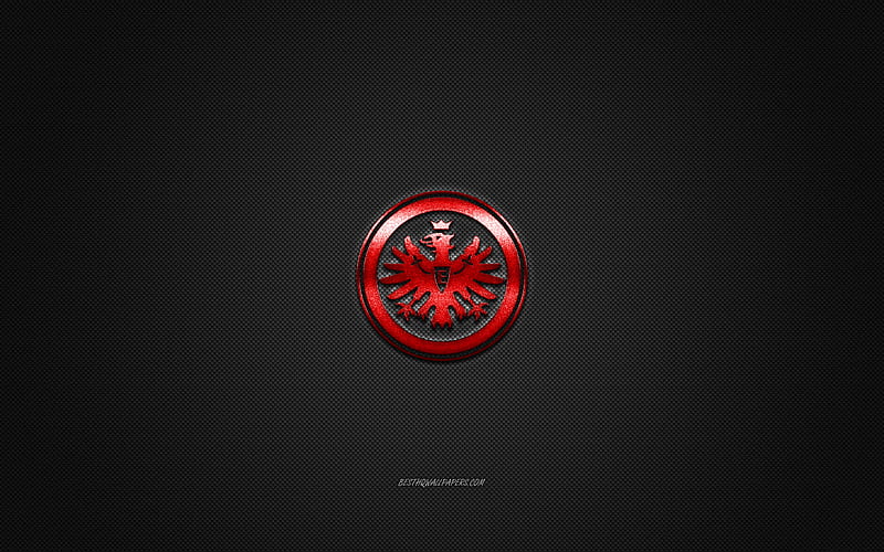 Eintracht Frankfurt, German football club, Bundesliga, red logo, gray carbon fiber background, football, Frankfurt, Germany, Eintracht Frankfurt logo, HD wallpaper