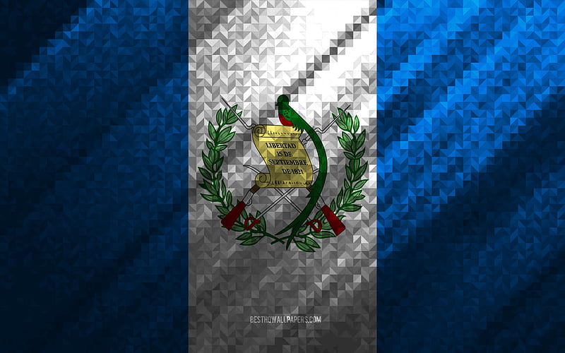 Flag of Guatemala, multicolored abstraction, Guatemala mosaic flag, Guatemala, mosaic art, Guatemala flag, HD wallpaper