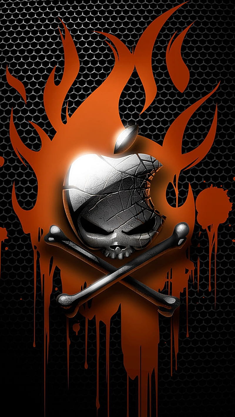 Apple Skull, abstract, flame, HD phone wallpaper