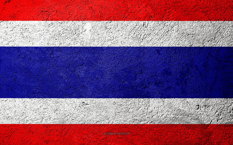 Flag of Thailand, concrete texture, stone background, Thailand flag, Asia, Thailand, flags on stone, HD wallpaper
