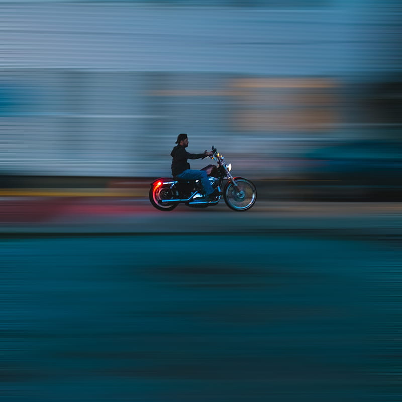 motorcycle, bike, motorcyclist, speed, movement, blur, HD phone wallpaper