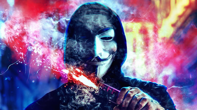 Anonymus With Bomb , anonymus, hoodie, mask, graphy, HD wallpaper