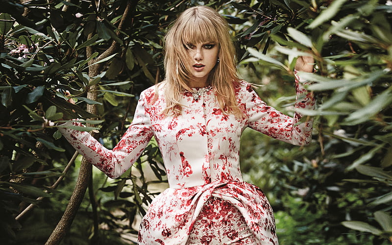 Taylor Swift, american singer, beautiful woman, pink dress with flowers, HD wallpaper