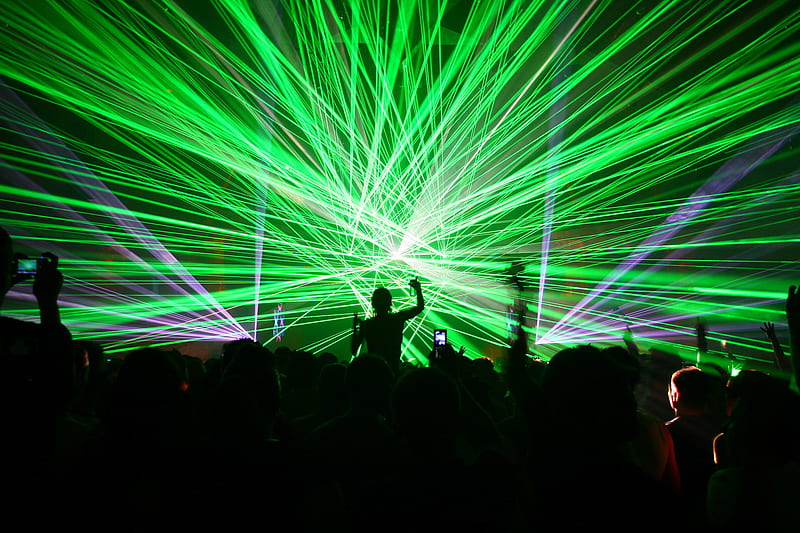 Lasers, club, rave, crowd, party, HD wallpaper