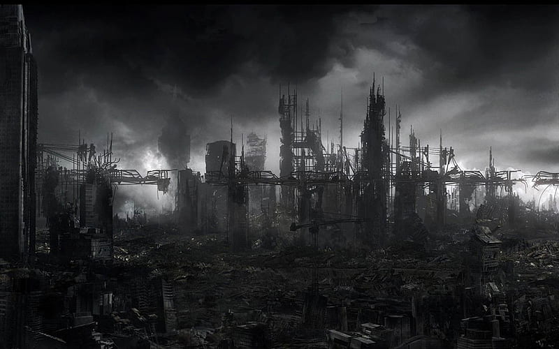 Industrialized ruins-Aftermath world illustrator, HD wallpaper