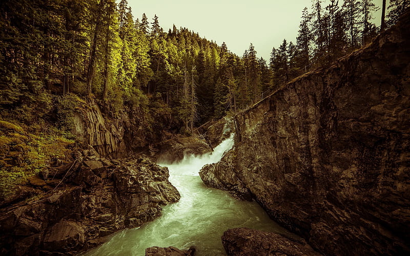 rocks, stream, stones, waterfall, nairn falls, mountain river, canada, provincial park, HD wallpaper