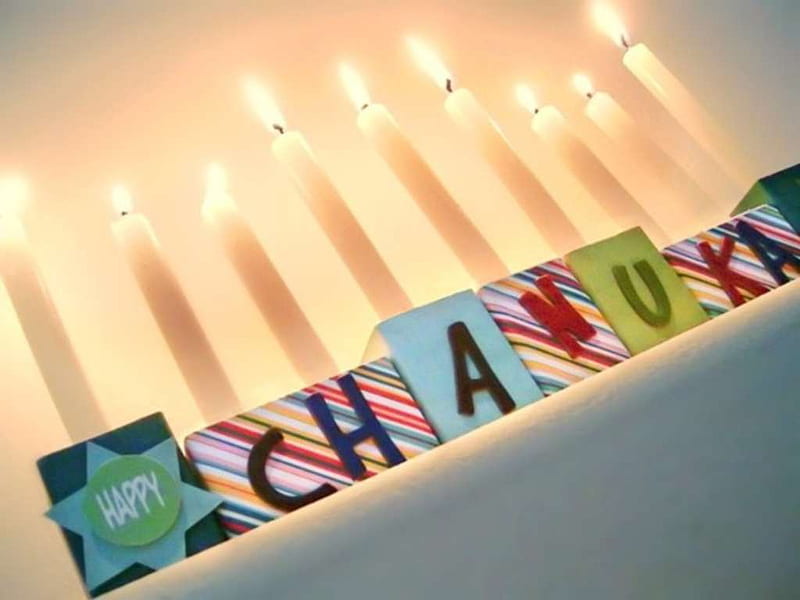 Pastel Menorah, menorah, holiday, pale, chanukah, blue, candles, light, hanukkah, HD wallpaper