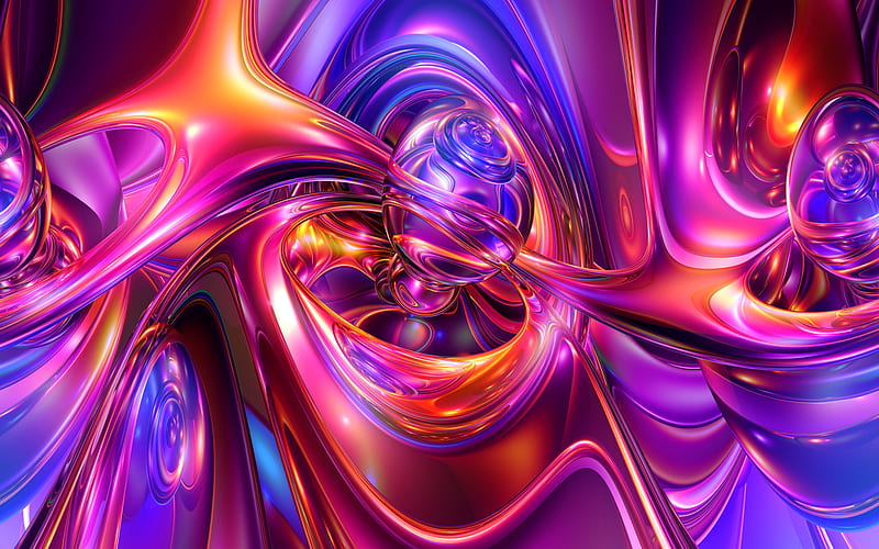 fractals, abstract waves, curves, lines, art, creative, HD wallpaper