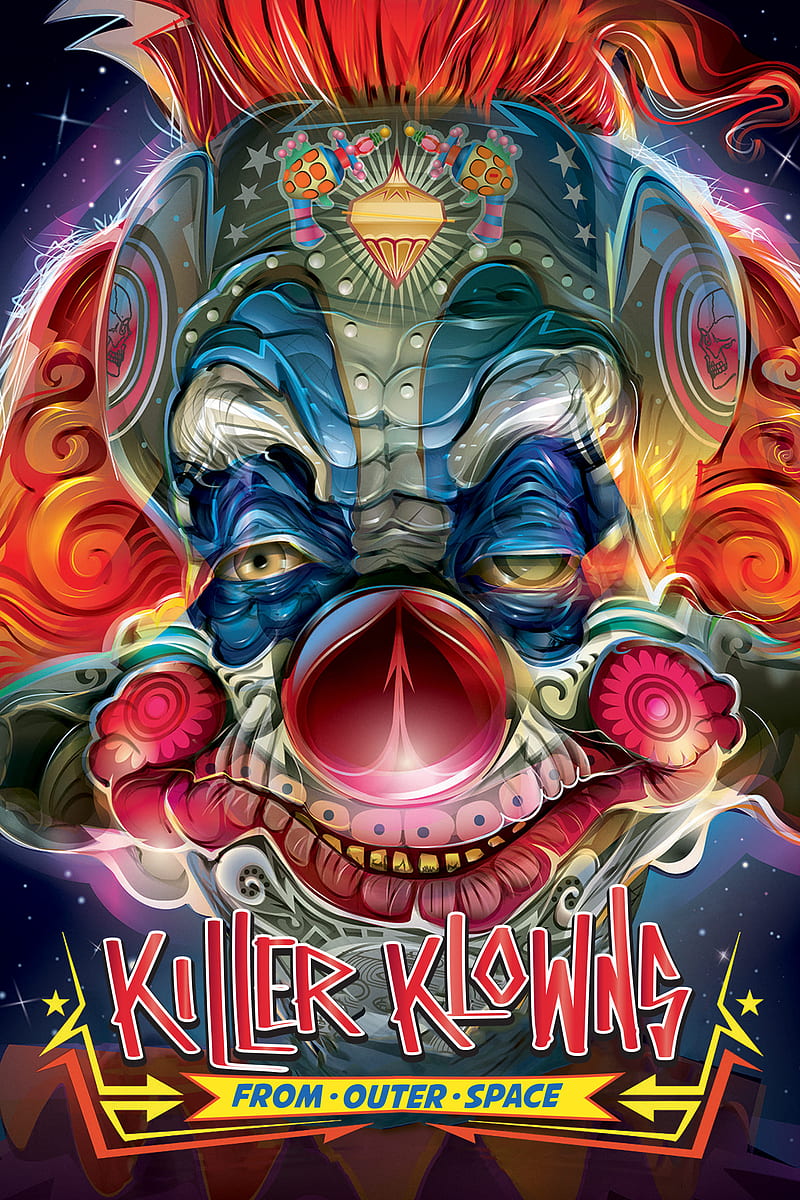 Killer Klowns, from outer space, 1988, movie, poster, comedy, horror, sci-fi, cult classic, HD phone wallpaper