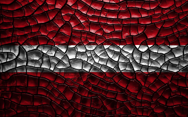 Flag of Latvia cracked soil, Europe, Latvian flag, 3D art, Latvia, European countries, national symbols, Latvia 3D flag, HD wallpaper
