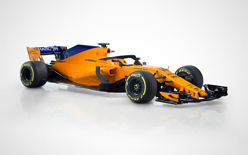 McLaren MCL33 2018, new McLaren racing car, front view, exterior, F1, new protection of the cockpit, innovation F1, Formula 1, McLaren, HD wallpaper
