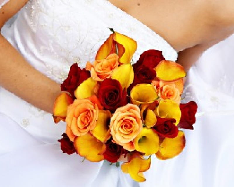 Bridal bouquet, lovely, bloom, bride, bouguet, bonito, soft, plants, blossoms, flowers, nature, petals, tender, HD wallpaper