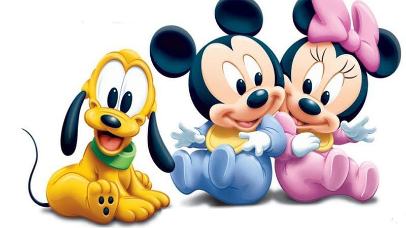 Minnie Mouse Mickey Mouse And Pet Puppy With White Background Minnie Mouse, HD wallpaper