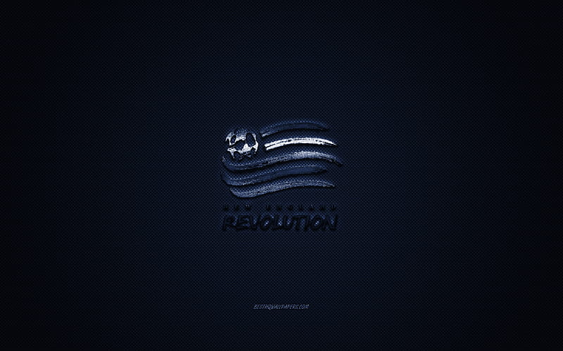 New England Revolution, MLS, American soccer club, Major League Soccer, blue logo, blue carbon fiber background, football, Massachusetts, USA, New England Revolution logo, soccer, HD wallpaper