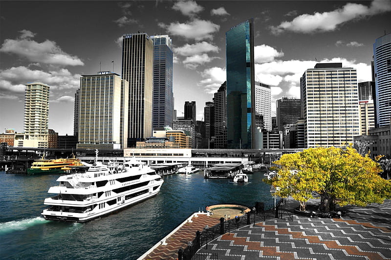 Circular Quay Sydney, boats, water, buildings, ferries, HD wallpaper