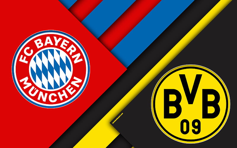 Bayern Munich, vs, Borussia Dortmund, Germany Cup, Bundesliga, Germany, material design, emblems, Bayern vs Borussia, HD wallpaper