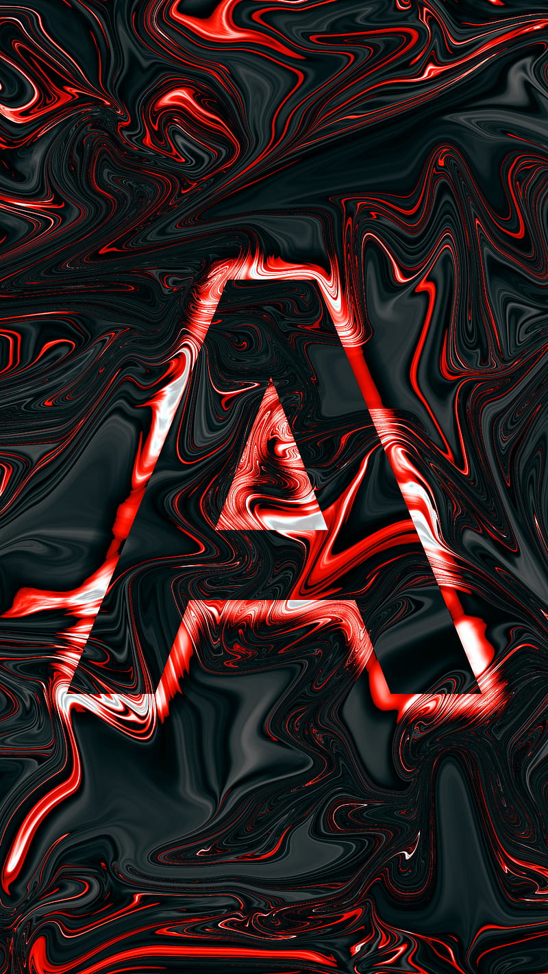 Letter A red lava, Letter A, abstract, effects, glow, liquid, magma, HD phone wallpaper