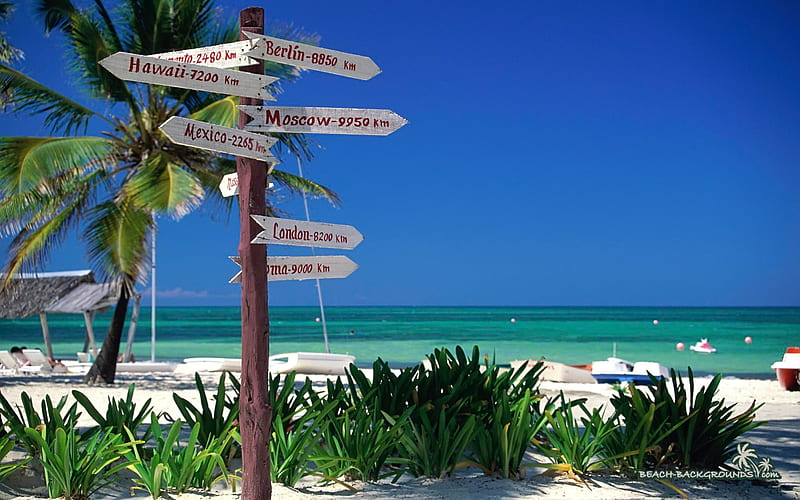 Point Me In The Right Direction, beach, cuba, santa lucia, signs, HD wallpaper