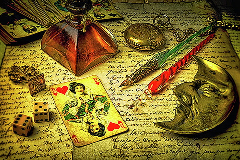 Queen of Hearts, retro, old things, graphy, beauty, vintage, HD wallpaper